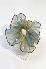Organza Pearl Hair Scrunchie Oversized Ponytail HolderWith Box