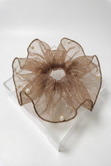 Pearl Organza Oversized Hair Scrunchie – Elegant Sheer Ponytail Holder With Box