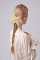 Pearl Organza Oversized Hair Scrunchie – Elegant Sheer Ponytail Holder With Box