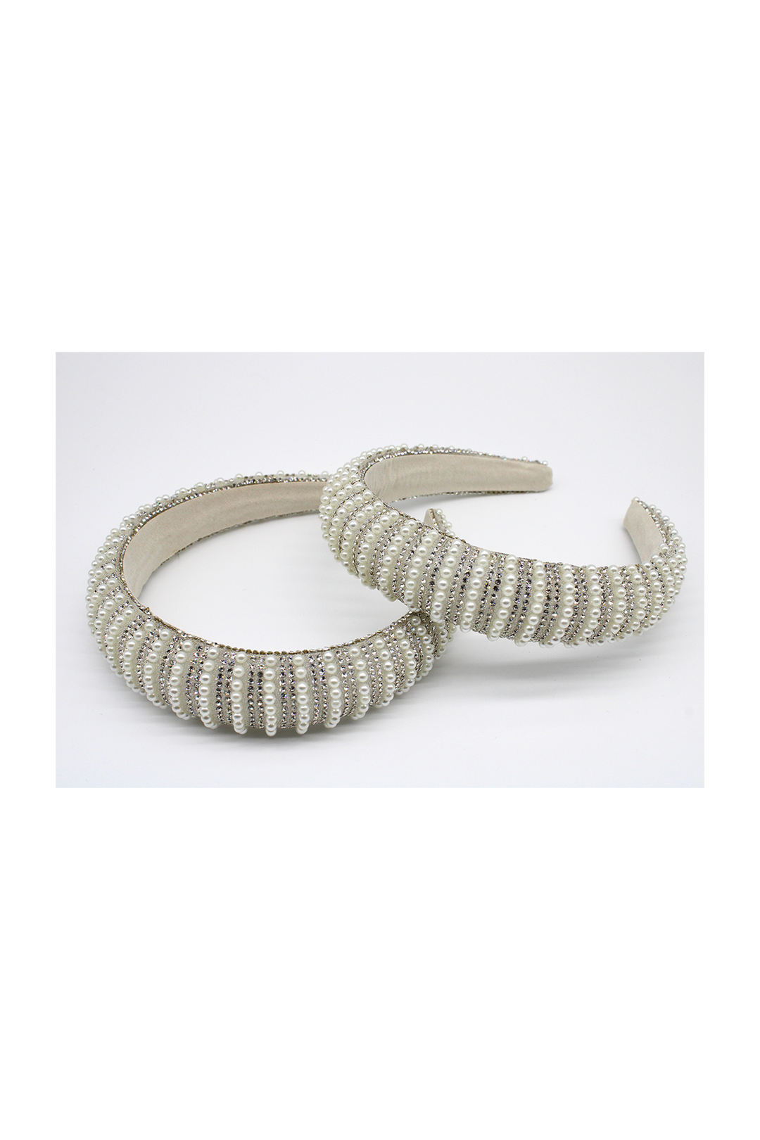 Striped Pearl and Crystal Embellished Headband