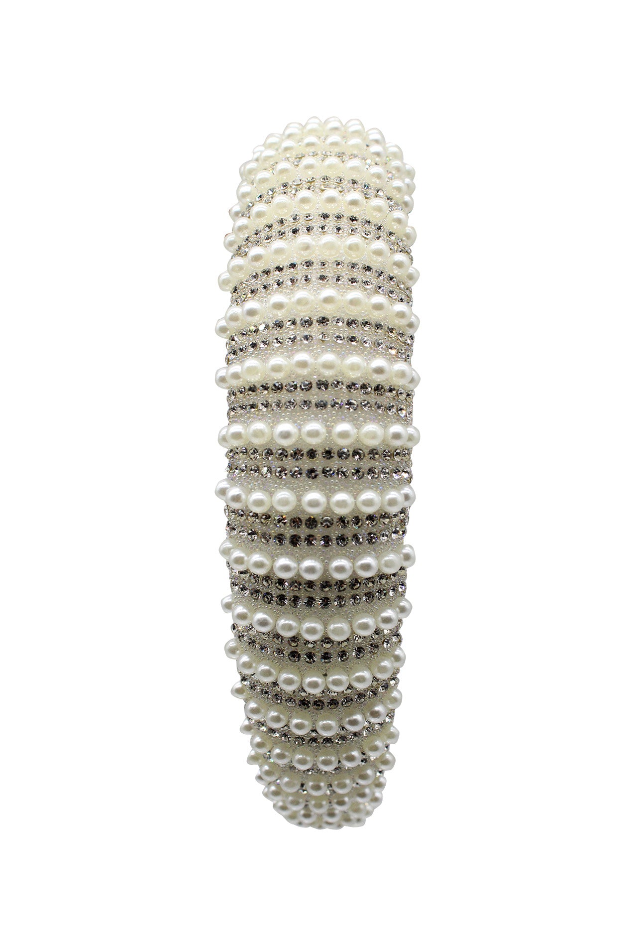 Striped Pearl and Crystal Embellished Headband