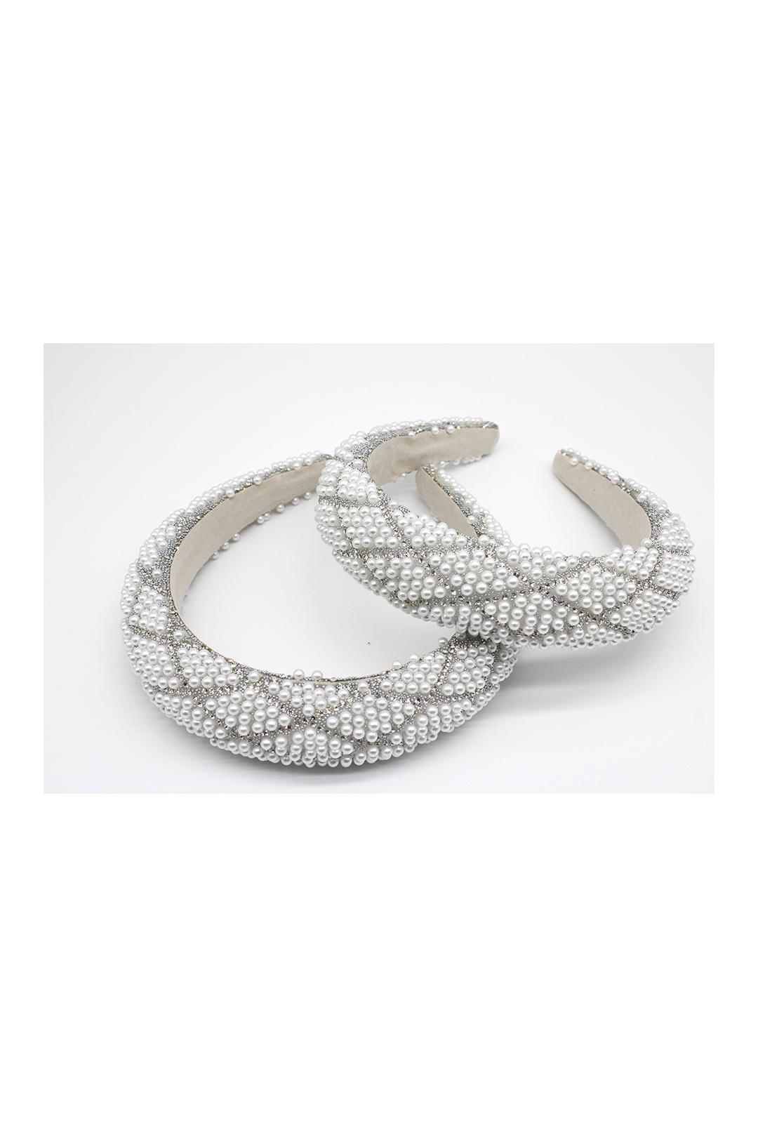 Crisscross Pearl and Crystal Embellished Headband
