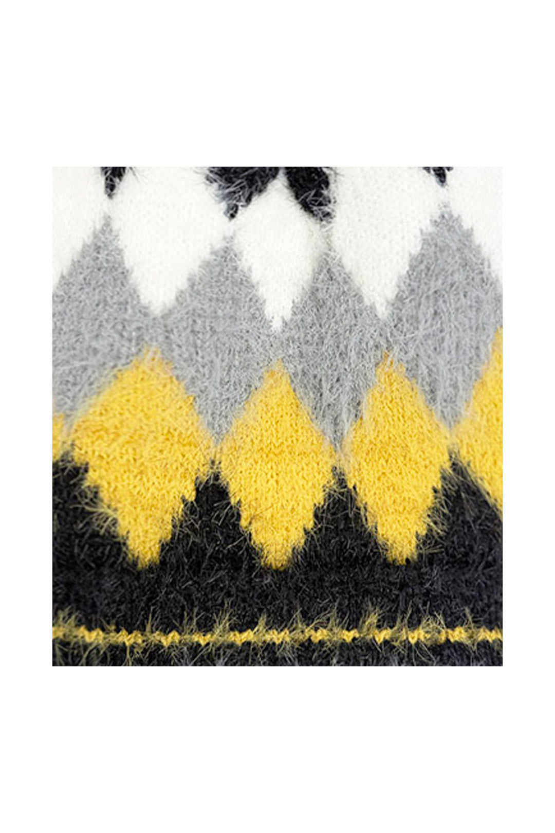 Colourful Diamond-Shaped Pom Pom Hat