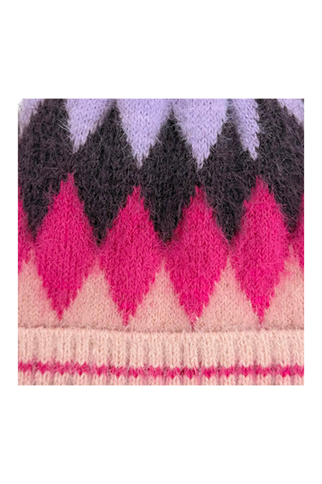 Colourful Diamond-Shaped Pom Pom Hat
