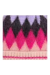 Colourful Diamond-Shaped Pom Pom Hat