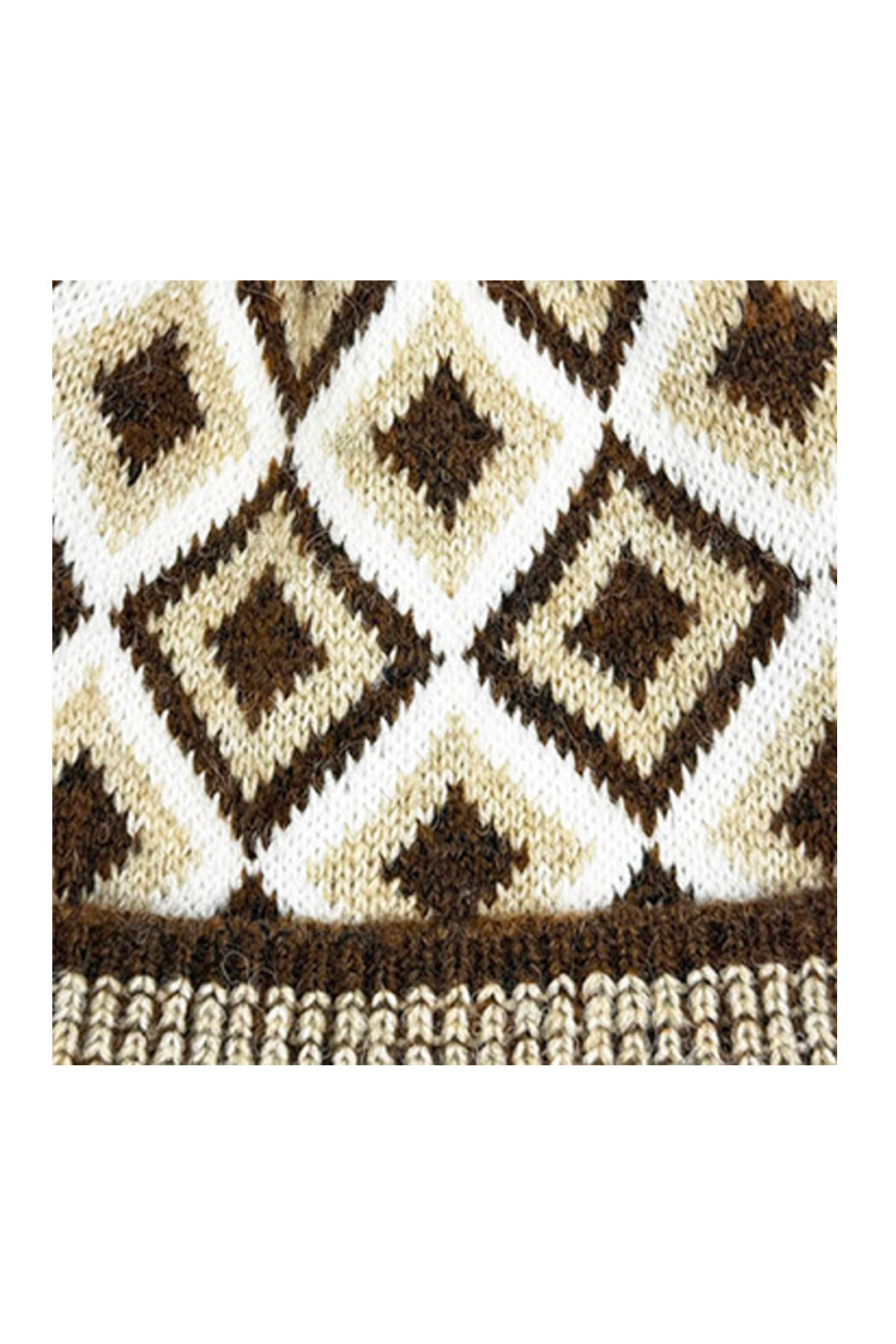 Classic Knitted Diamond Pattern Pom-Pom Hat