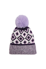 Classic Knitted Diamond Pattern Pom-Pom Hat