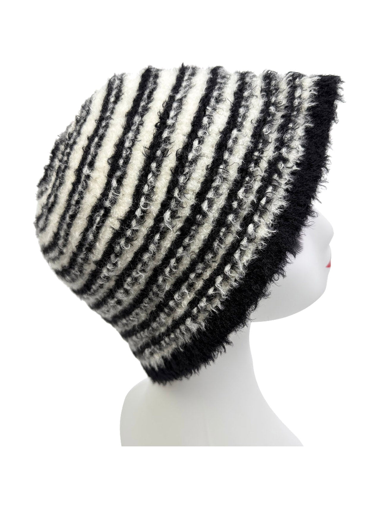 Soft Textured Striped Knit Hat