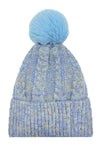 Mixed Colour Knitted Hat with Pompoms
