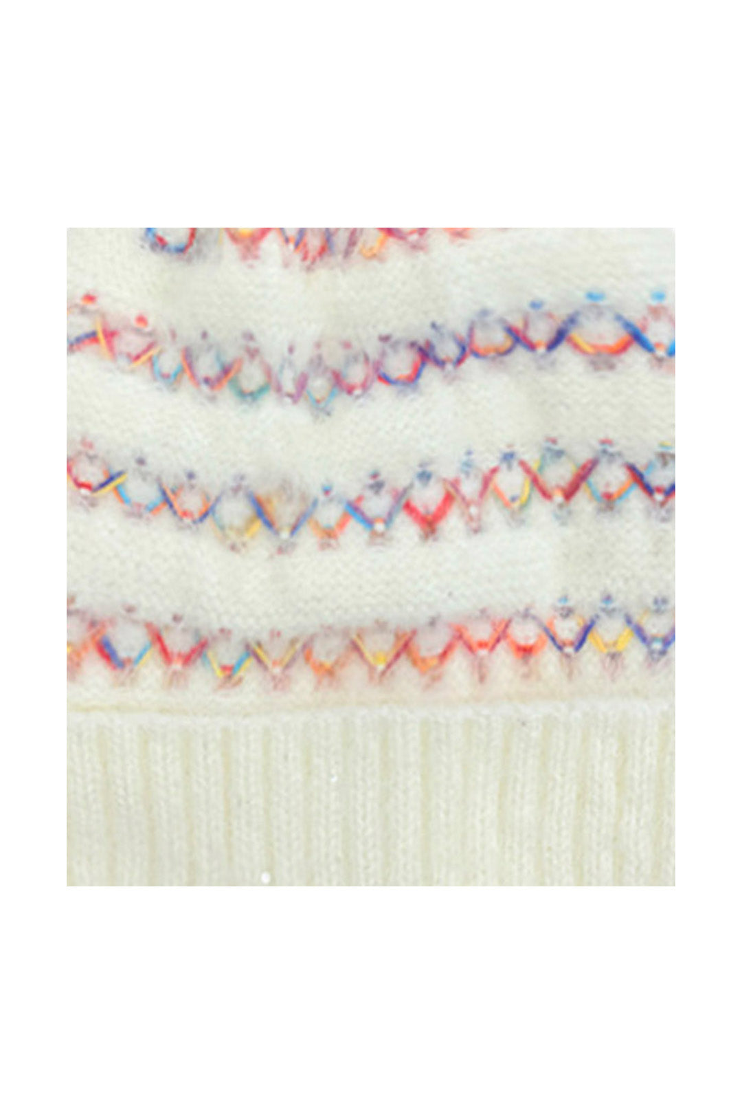 Pom Pom Hat with Colourful Cross Stitch Detail