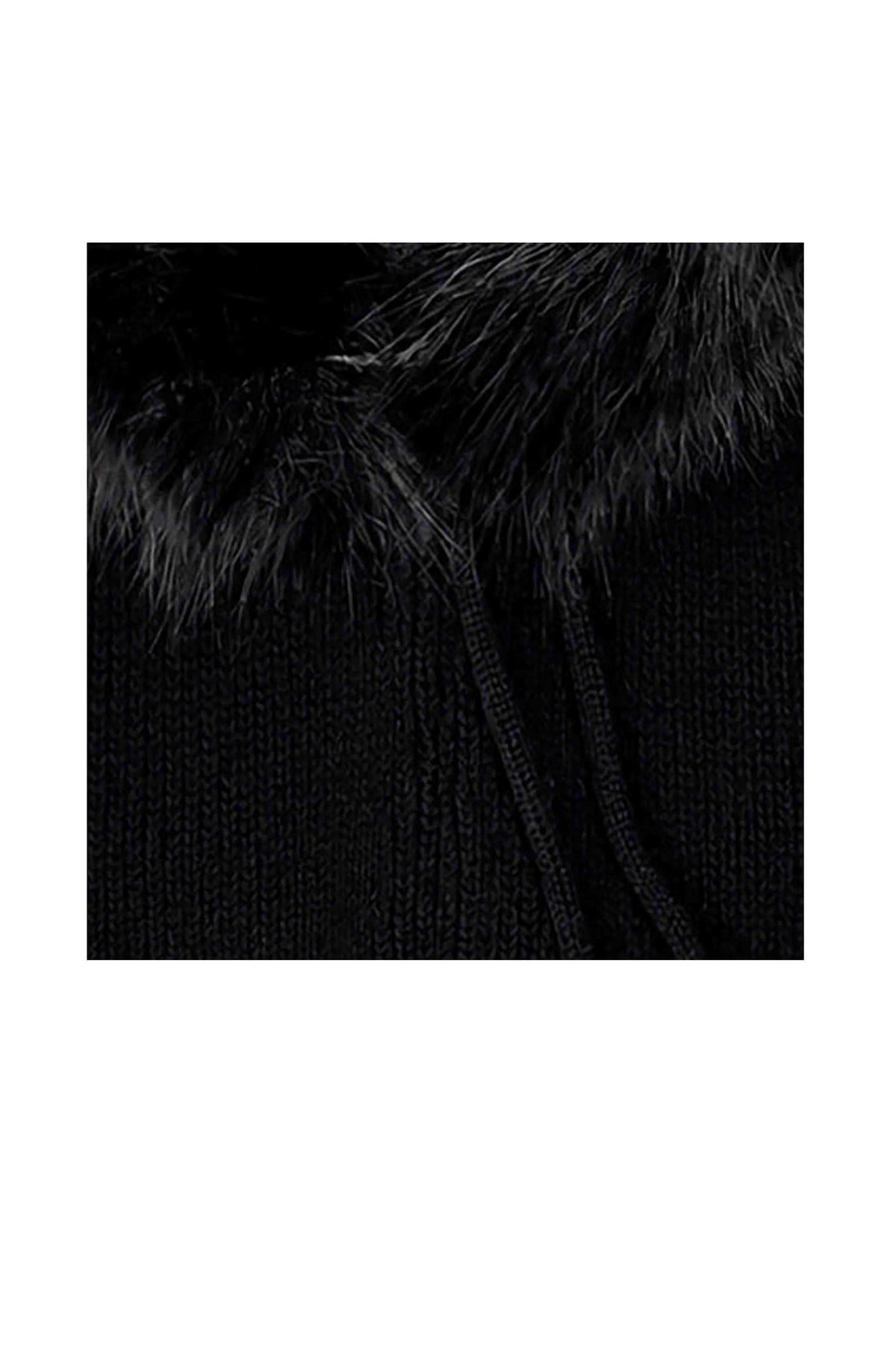 Women’s Faux Fur Trim Knitted Hood Scarf with Tie Fastening