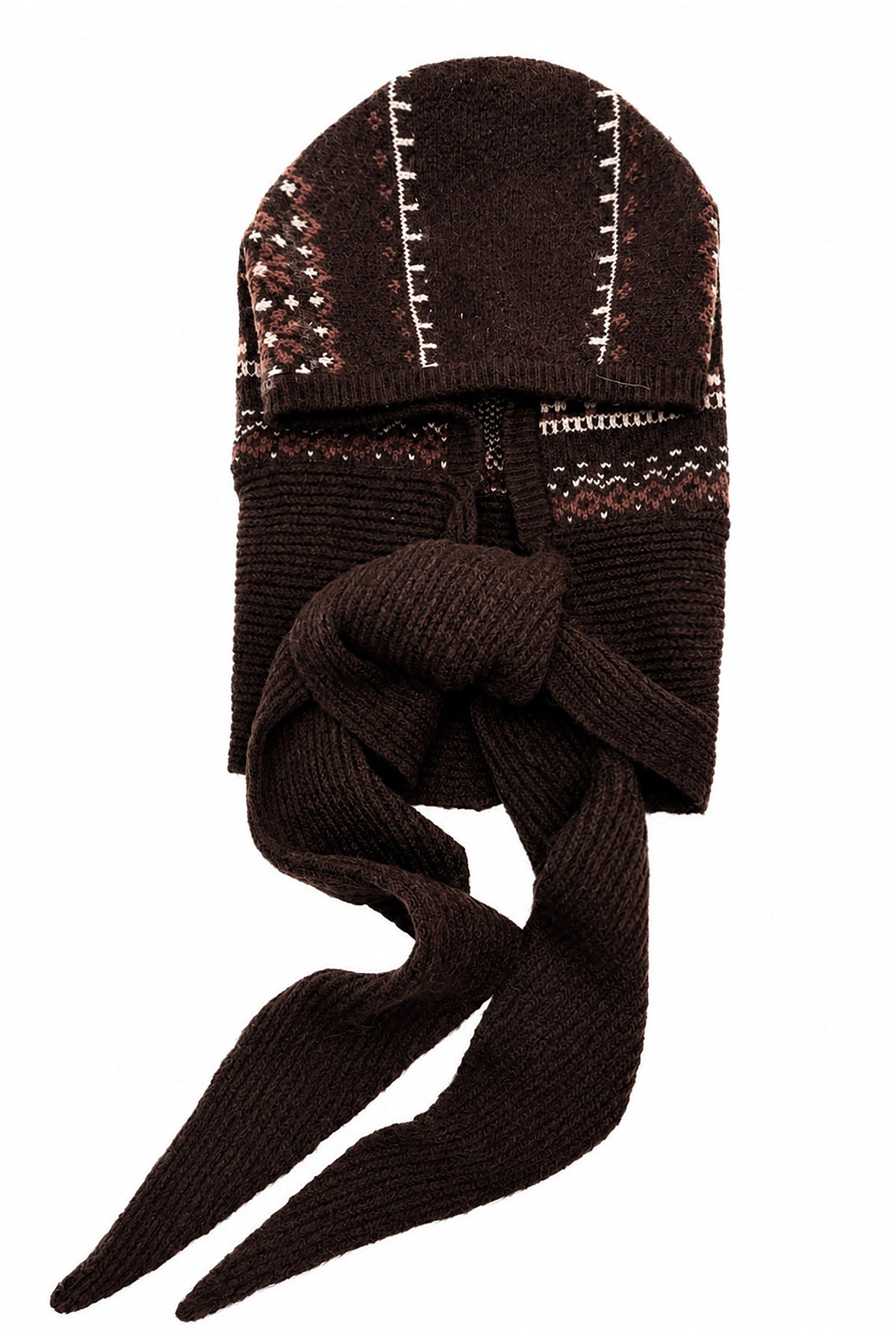 Nordic Pattern Knitted Balaclava Hood Scarf