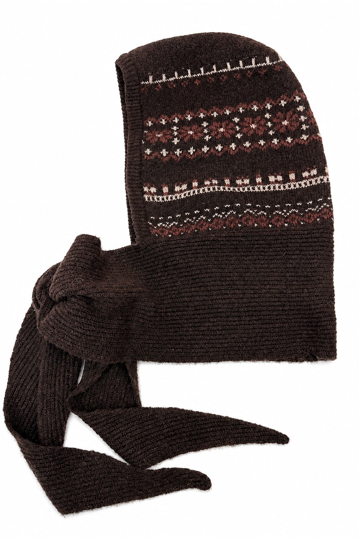 Nordic Pattern Knitted Balaclava Hood Scarf