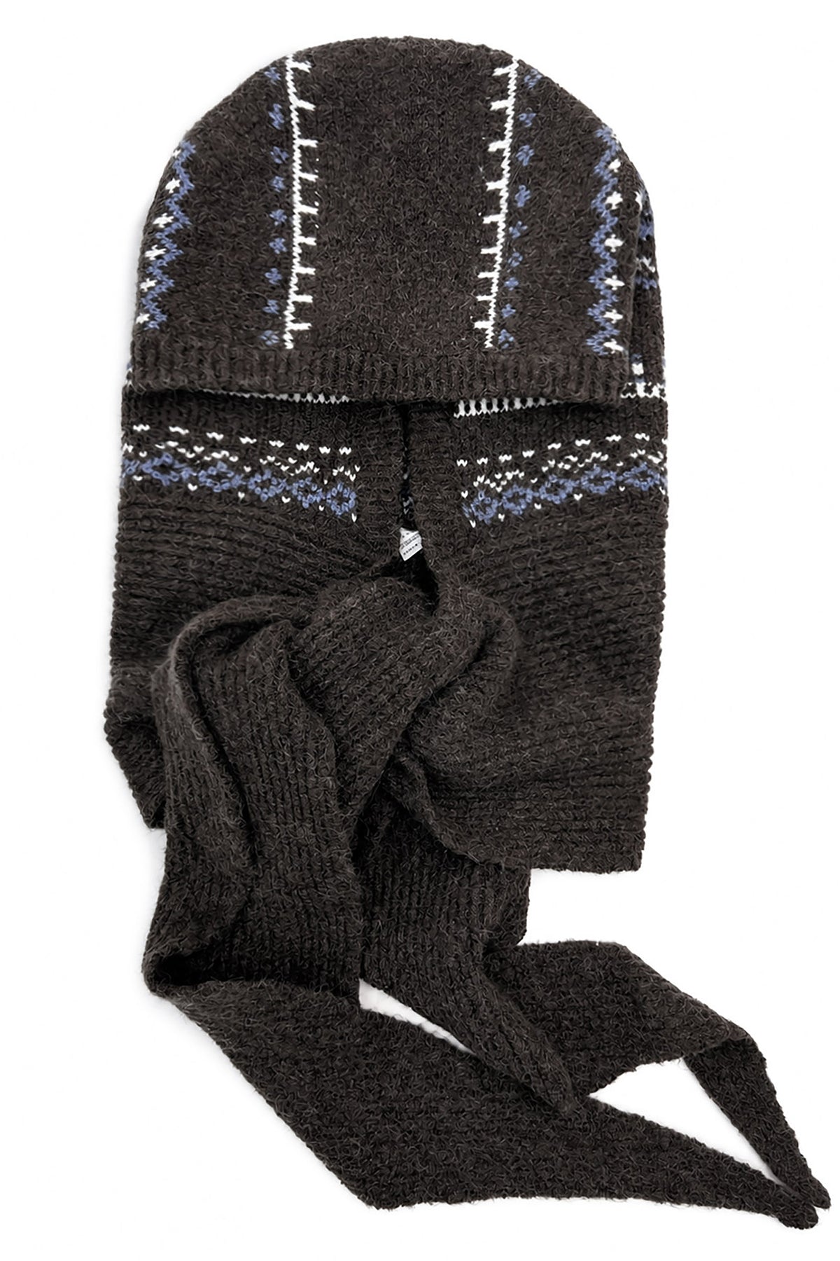 Nordic Pattern Knitted Balaclava Hood Scarf