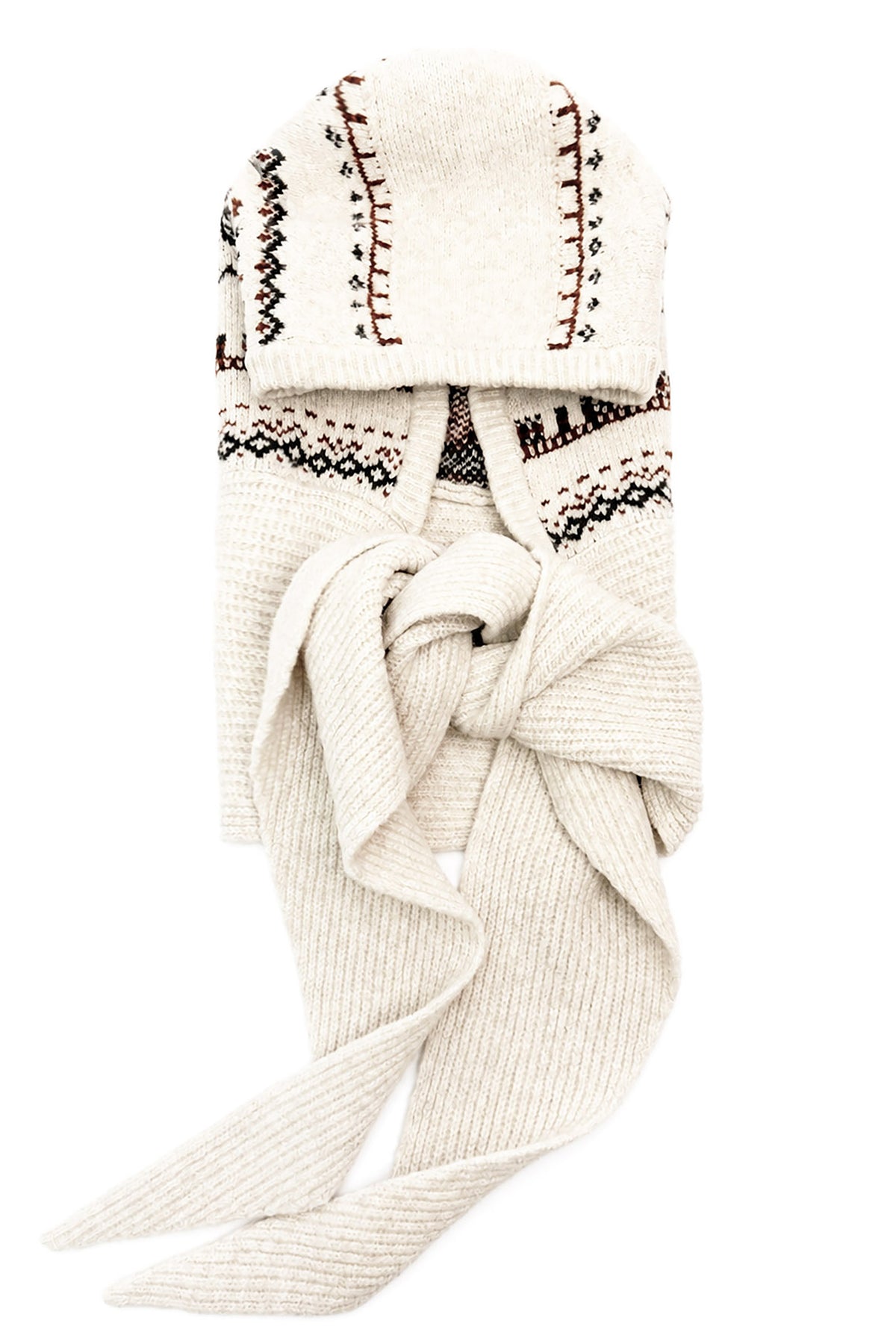 Nordic Pattern Knitted Balaclava Hood Scarf