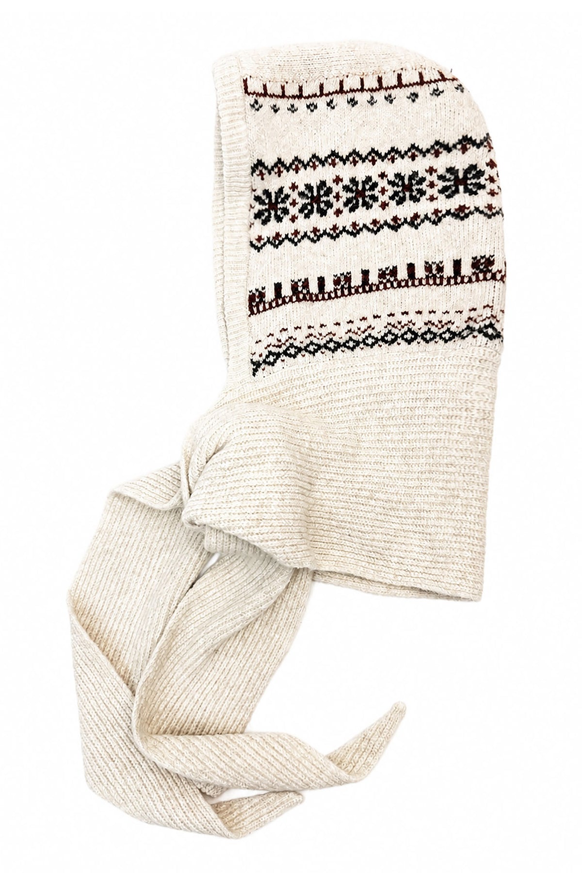 Nordic Pattern Knitted Balaclava Hood Scarf