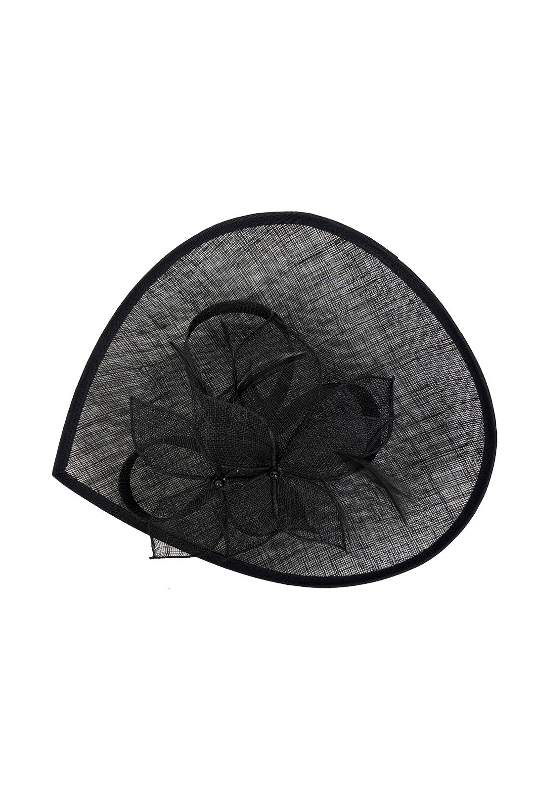 Teardrop Mesh Fascinator with Sculpted Flower Detail