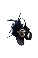 Small Feather & Sinamay Loop Fascinator – Dual Wear Brooch & Hair Clip