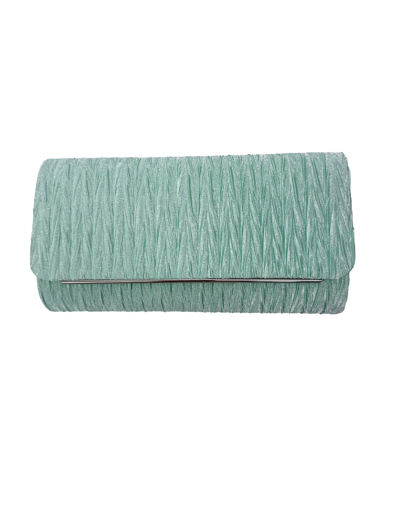 Ruched Satin Envelope Clutch Bag with Detachable Chain Strap