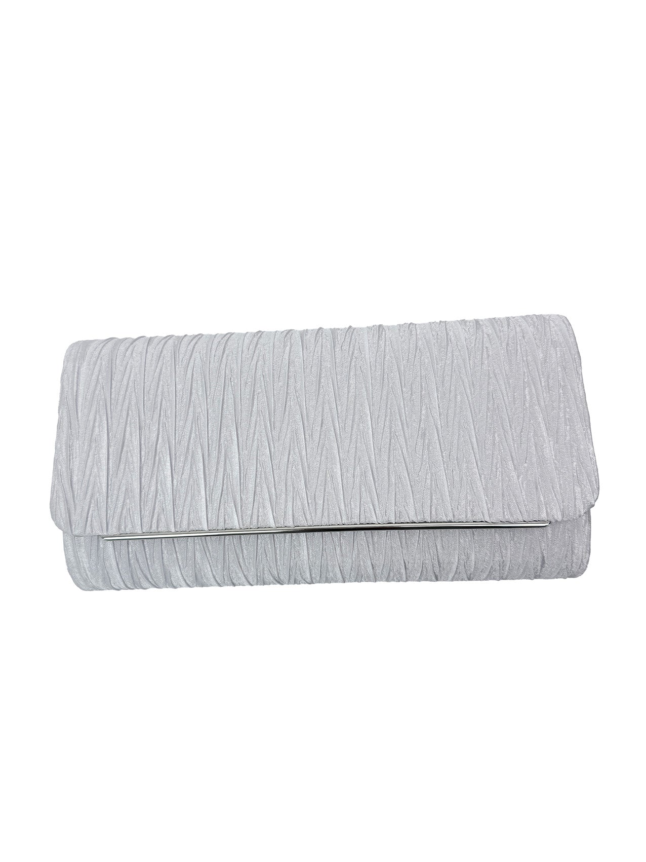 Ruched Satin Envelope Clutch Bag with Detachable Chain Strap