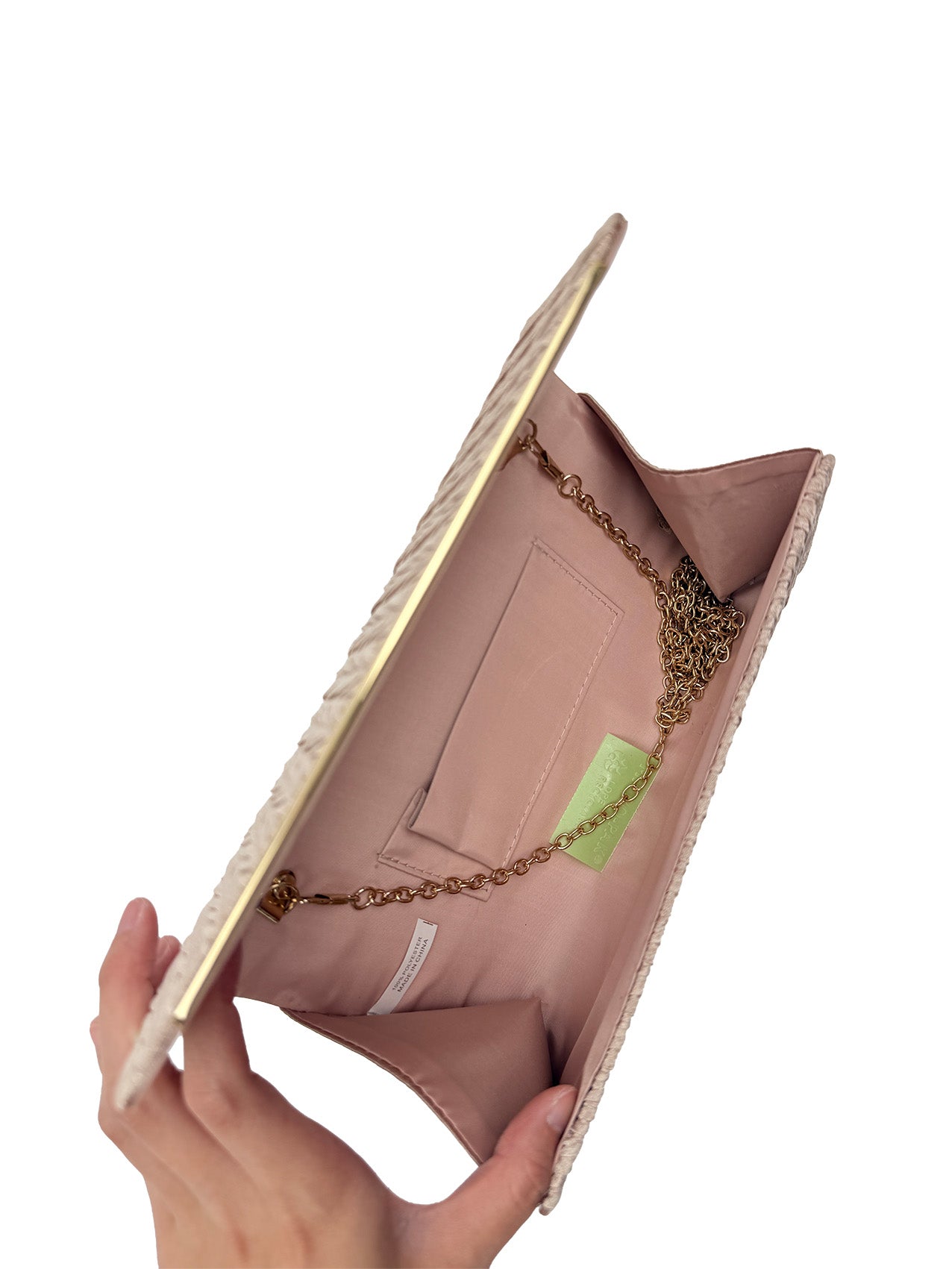 Ruched Satin Envelope Clutch Bag with Detachable Chain Strap