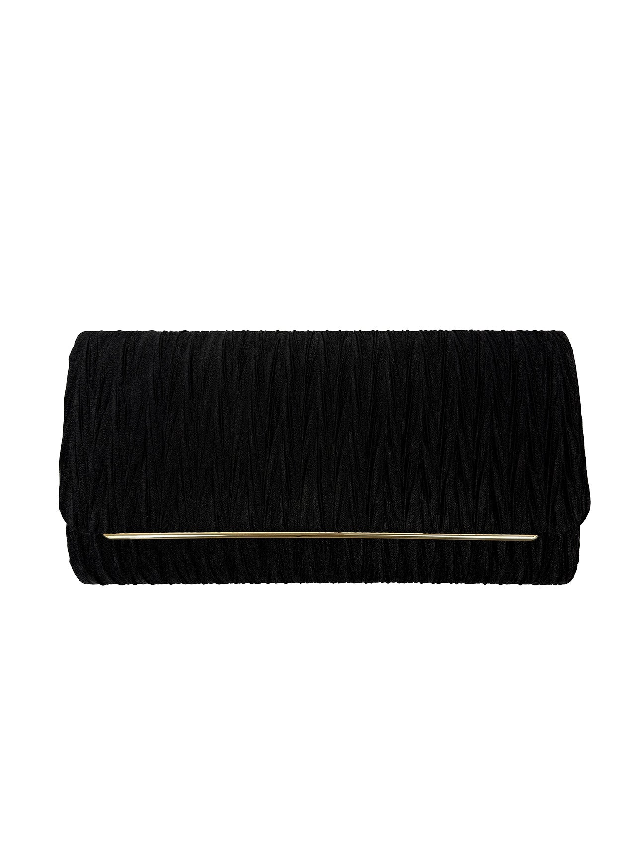 Ruched Satin Envelope Clutch Bag with Detachable Chain Strap