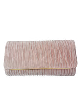 Ruched Satin Envelope Clutch Bag with Detachable Chain Strap
