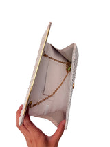 Ruched Satin Envelope Clutch Bag with Detachable Chain Strap
