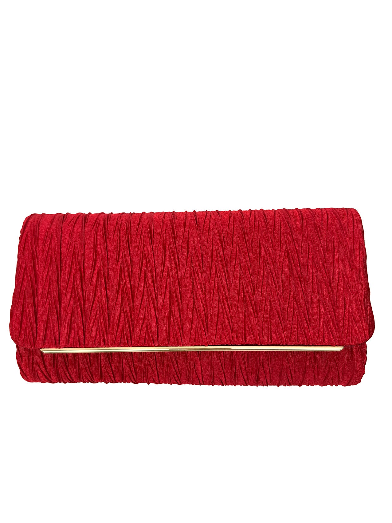 Ruched Satin Envelope Clutch Bag with Detachable Chain Strap