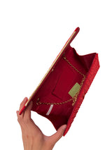 Ruched Satin Envelope Clutch Bag with Detachable Chain Strap