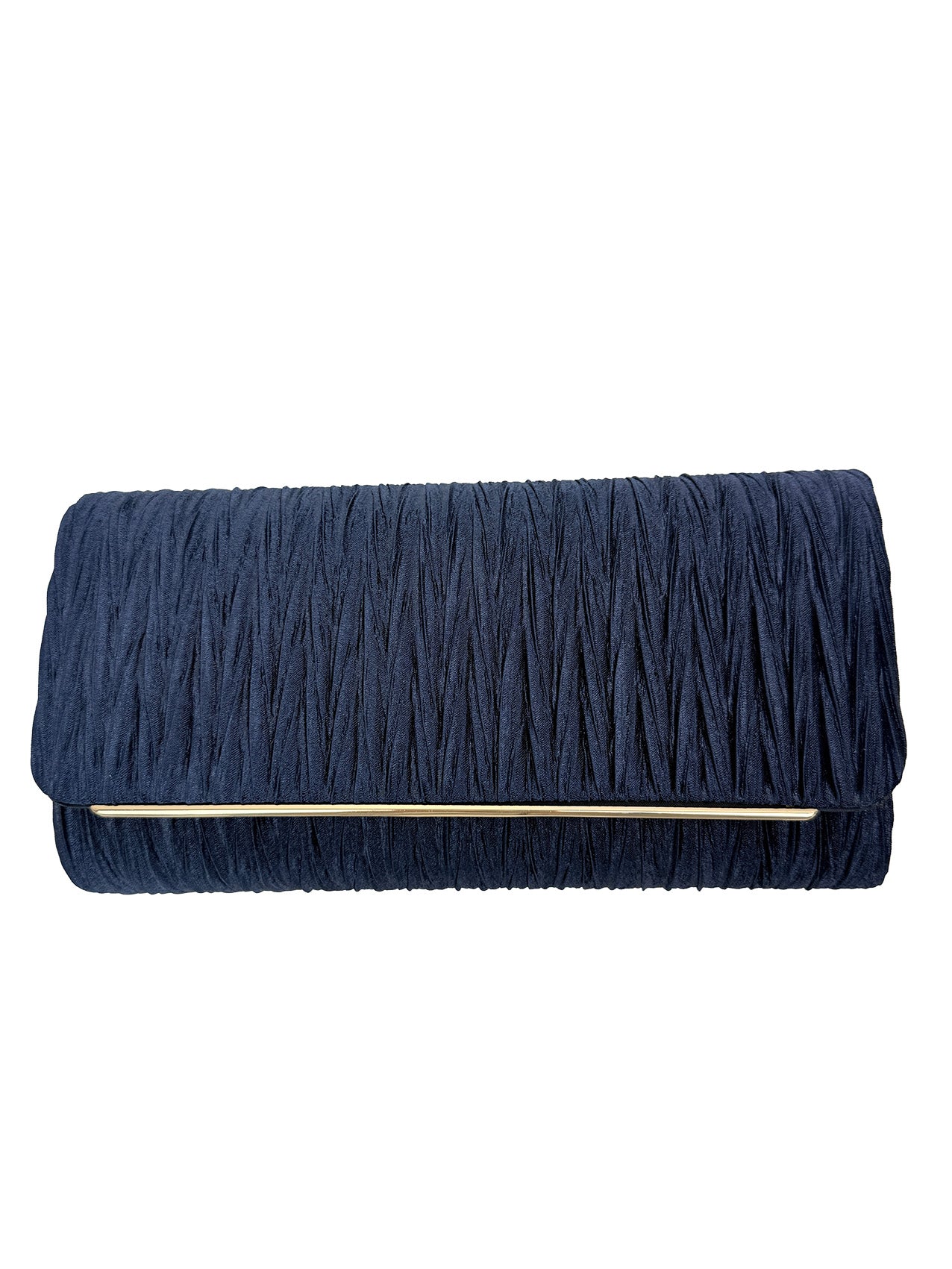 Ruched Satin Envelope Clutch Bag with Detachable Chain Strap