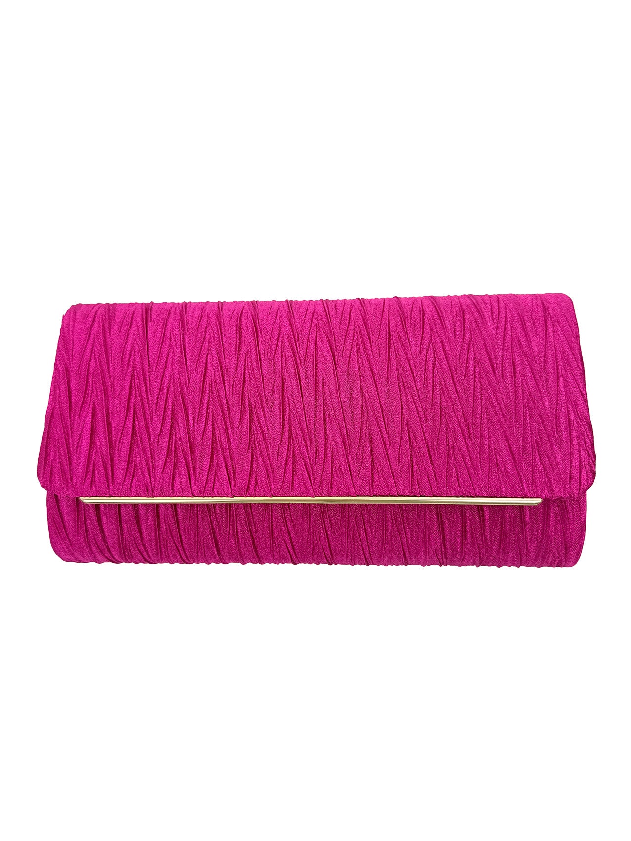 Ruched Satin Envelope Clutch Bag with Detachable Chain Strap