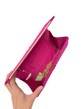 Ruched Satin Envelope Clutch Bag with Detachable Chain Strap
