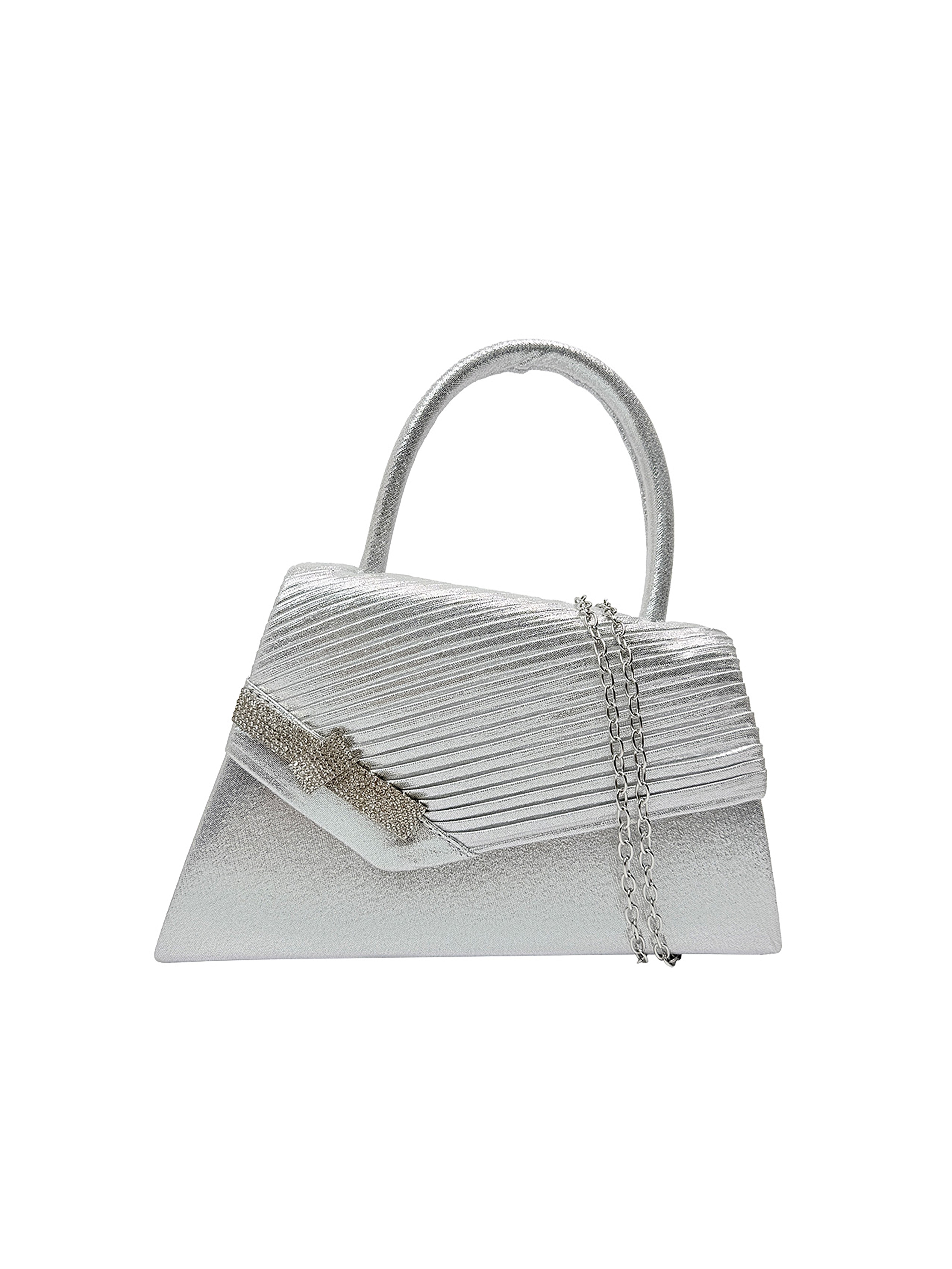 Women's Evening Bag Ruched Asymmetric Clutch with Detachable Chain Shoulder Strap