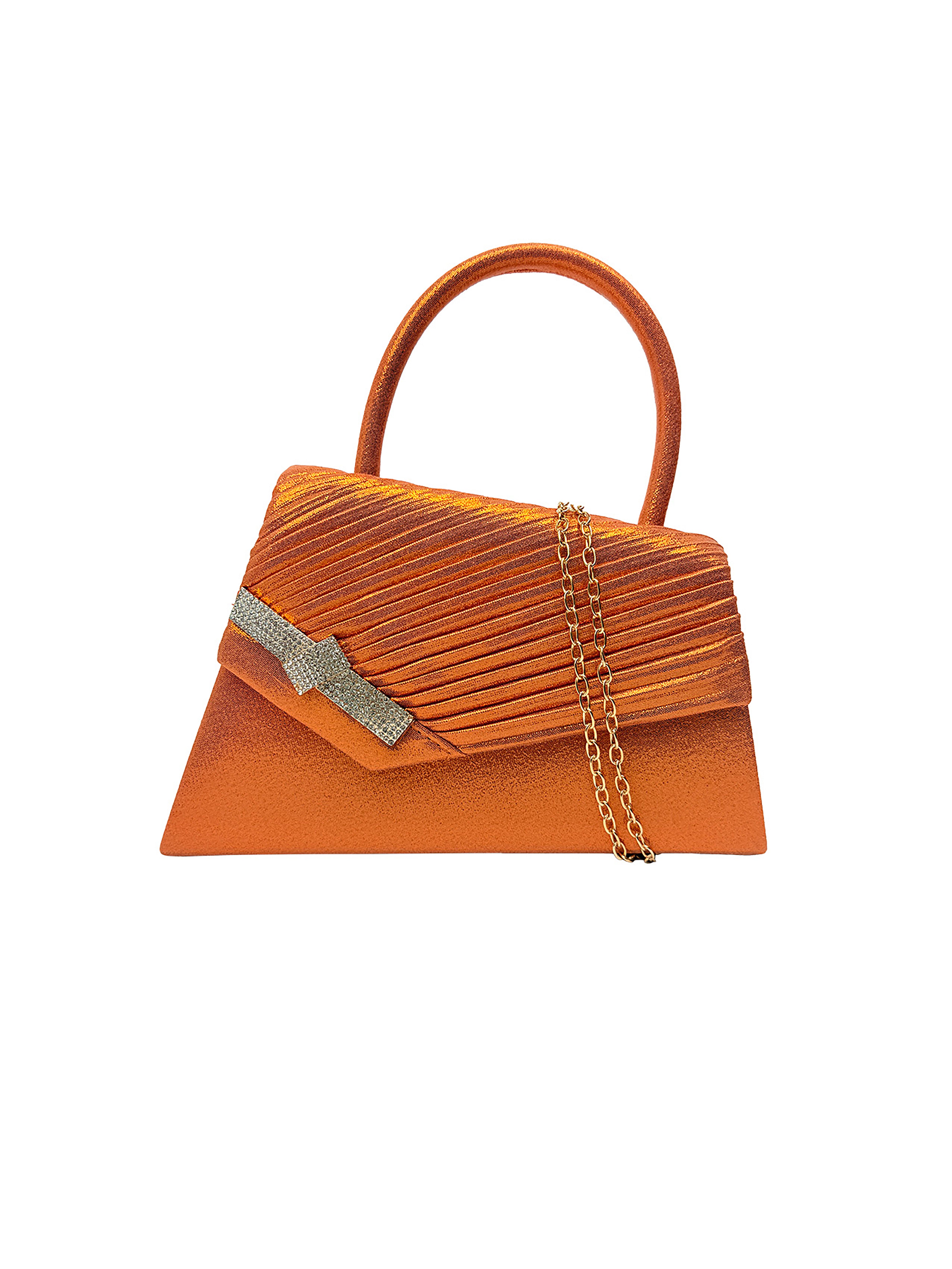 Women's Evening Bag Ruched Asymmetric Clutch with Detachable Chain Shoulder Strap
