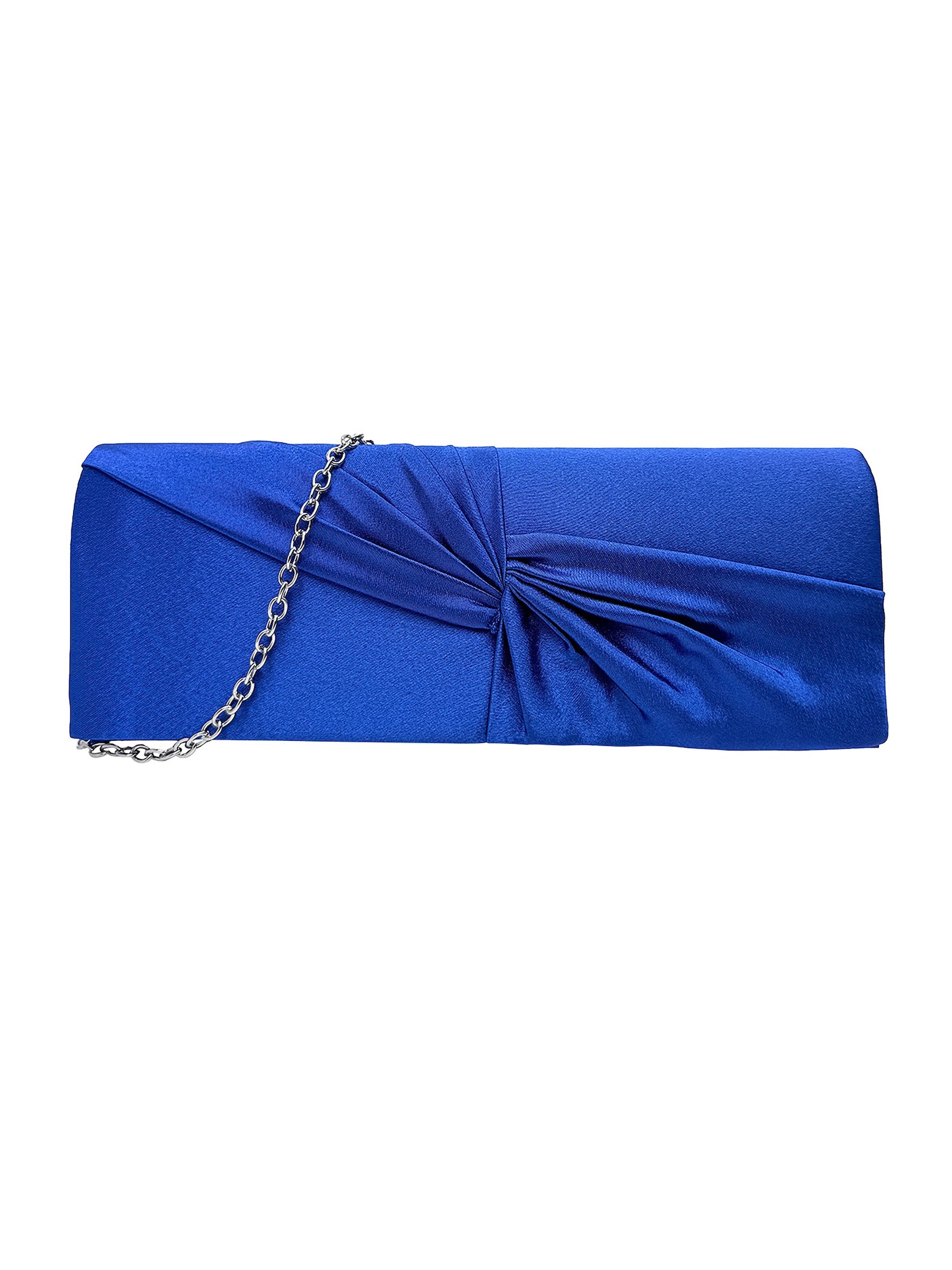 Luxury Satin Twist Knot Evening Clutch Bag with Detachable Chain