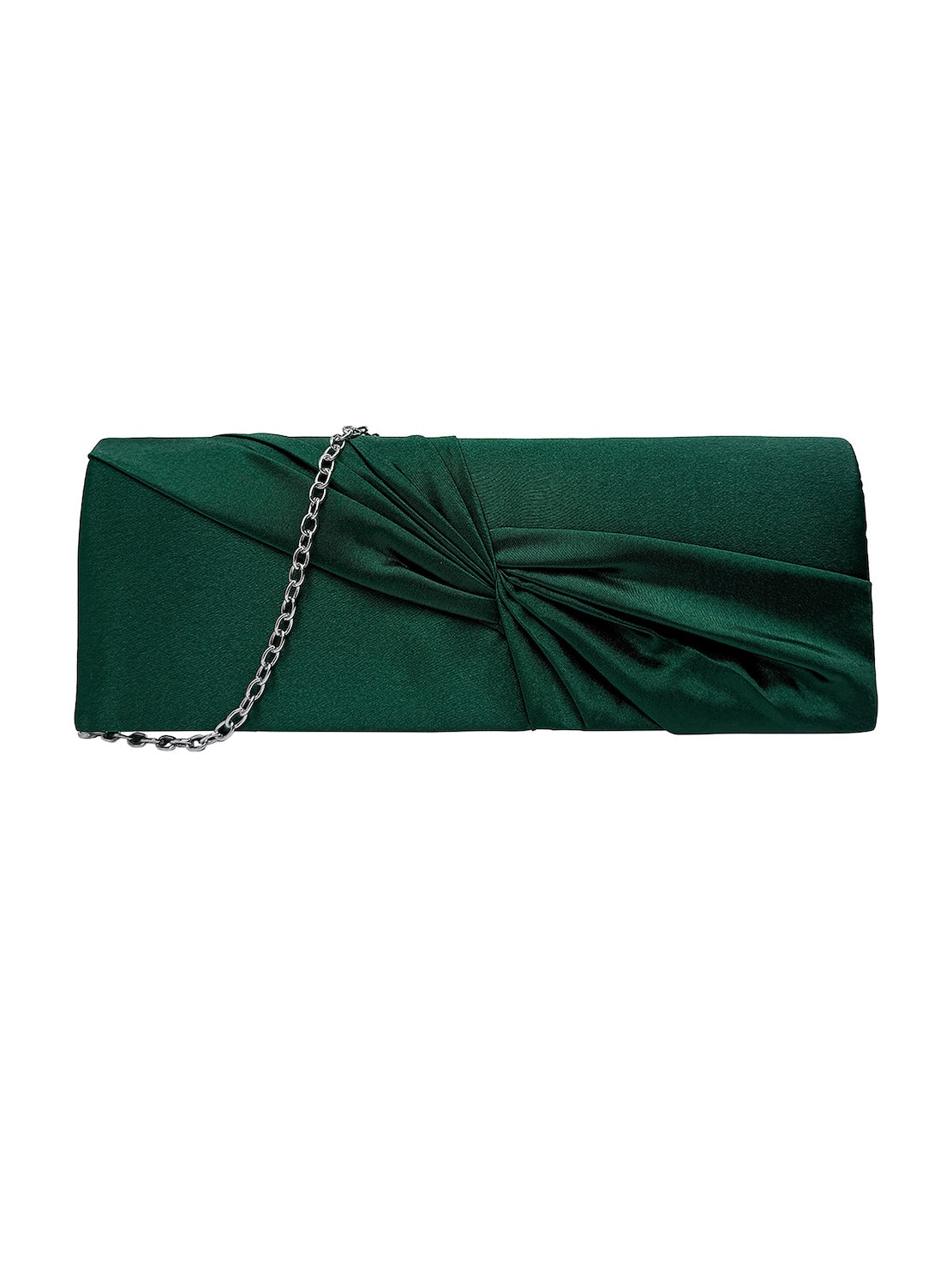 Luxury Satin Twist Knot Evening Clutch Bag with Detachable Chain