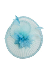 Classic Disc Fascinator with Feather Flower Detail BabyBlue