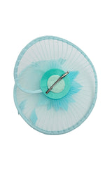 Classic Disc Fascinator with Feather Flower Detail BabyBlue