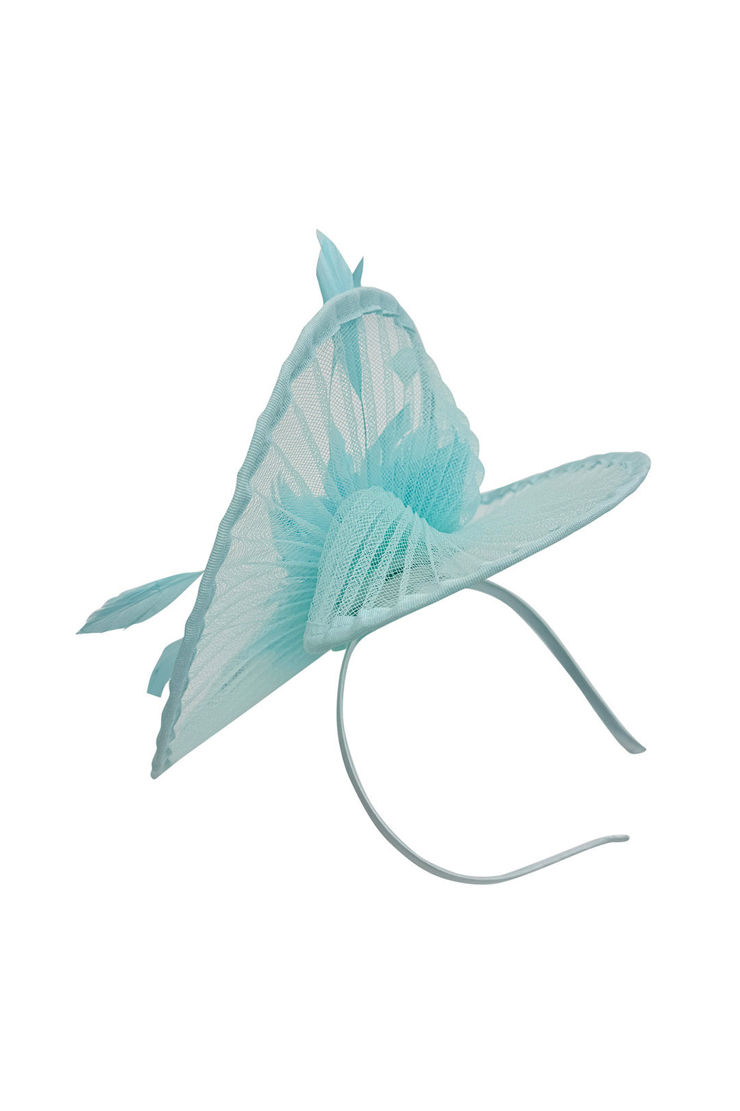 Classic Disc Fascinator with Feather Flower Detail BabyBlue