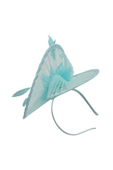 Classic Disc Fascinator with Feather Flower Detail BabyBlue