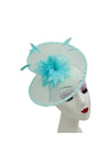 Classic Disc Fascinator with Feather Flower Detail BabyBlue