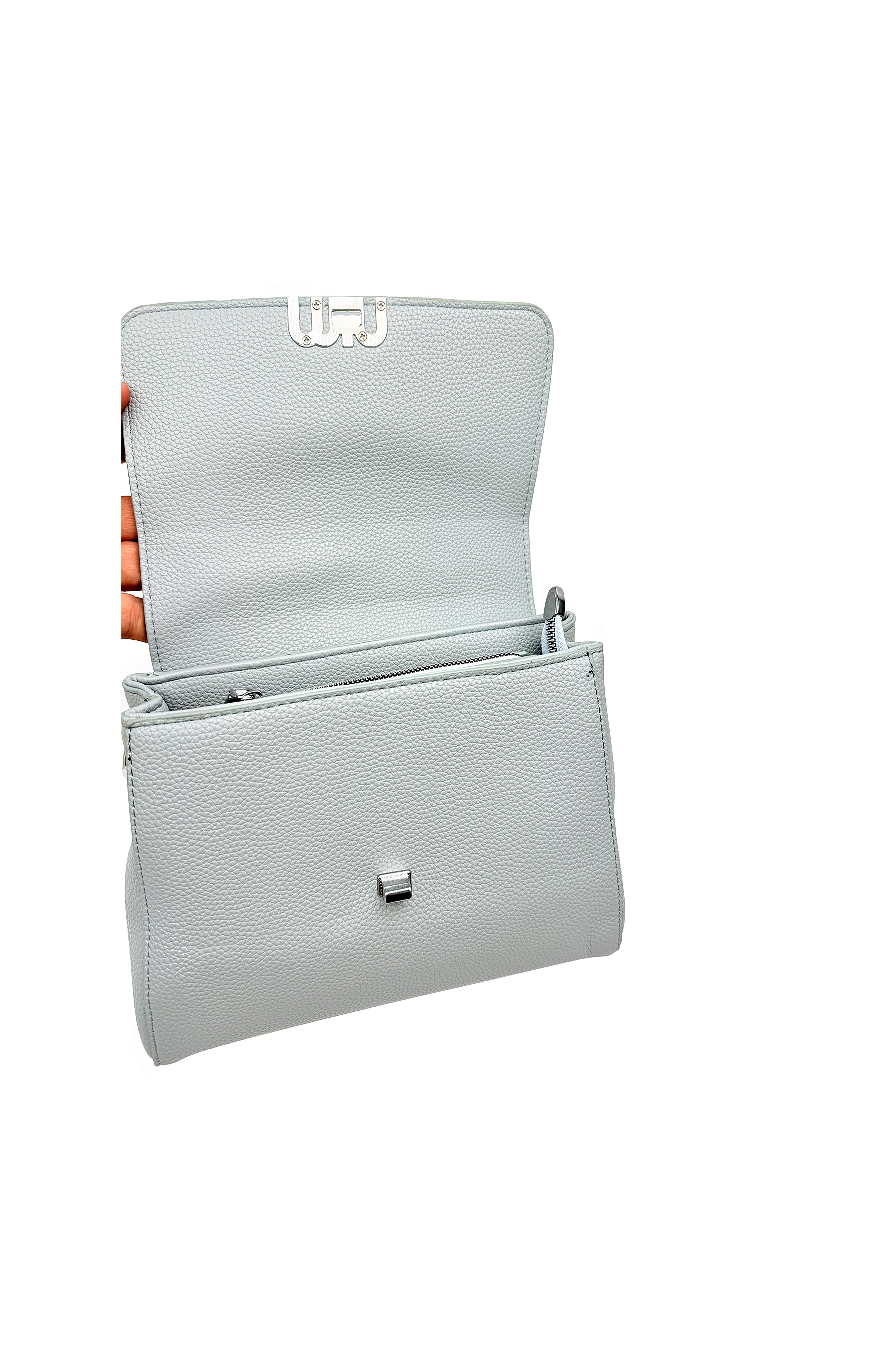 Structured Top Handle Crossbody Bag with Textured Finish
