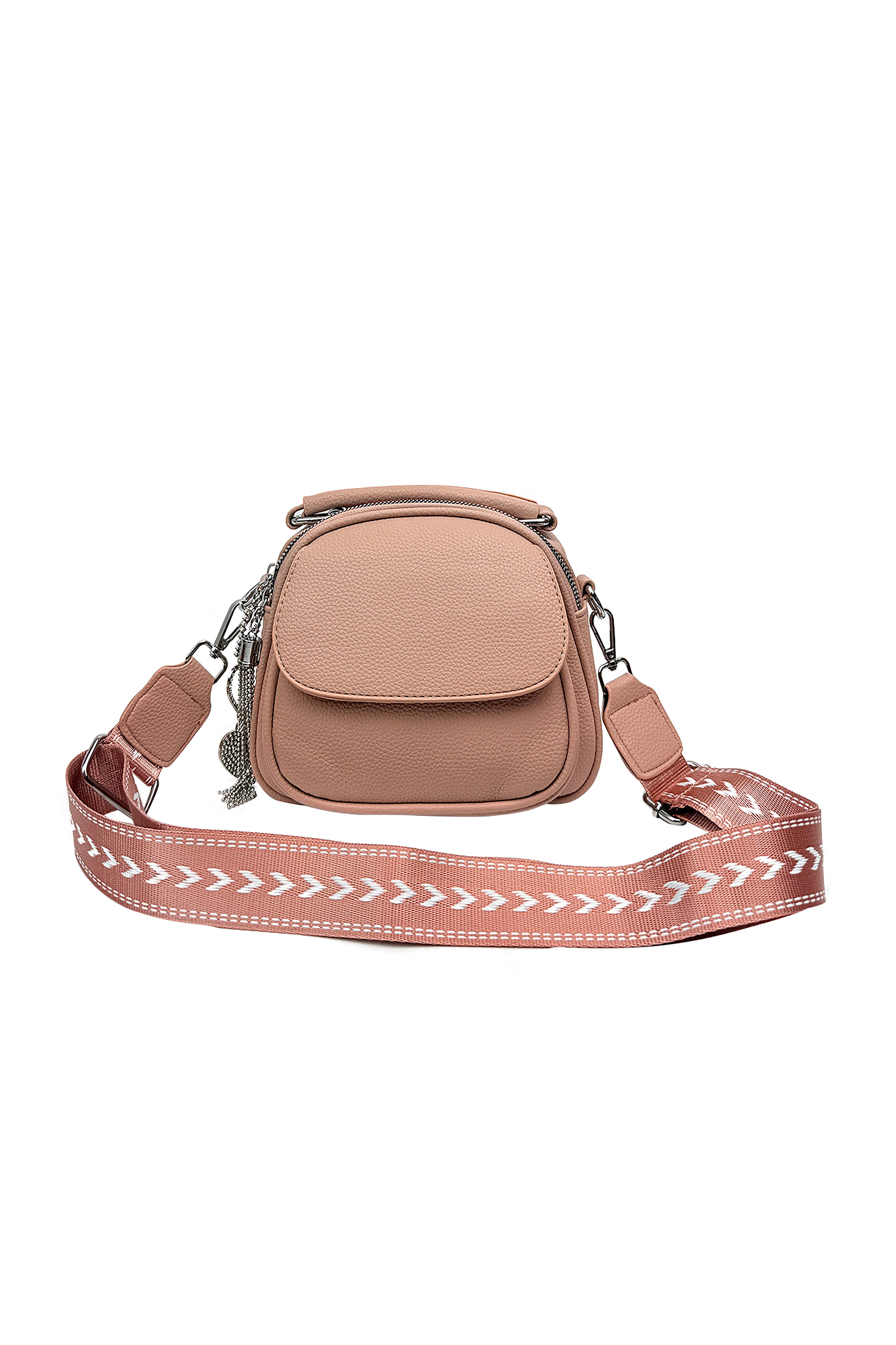 Mini Crossbody Bag with Textured Finish and Adjustable Strap