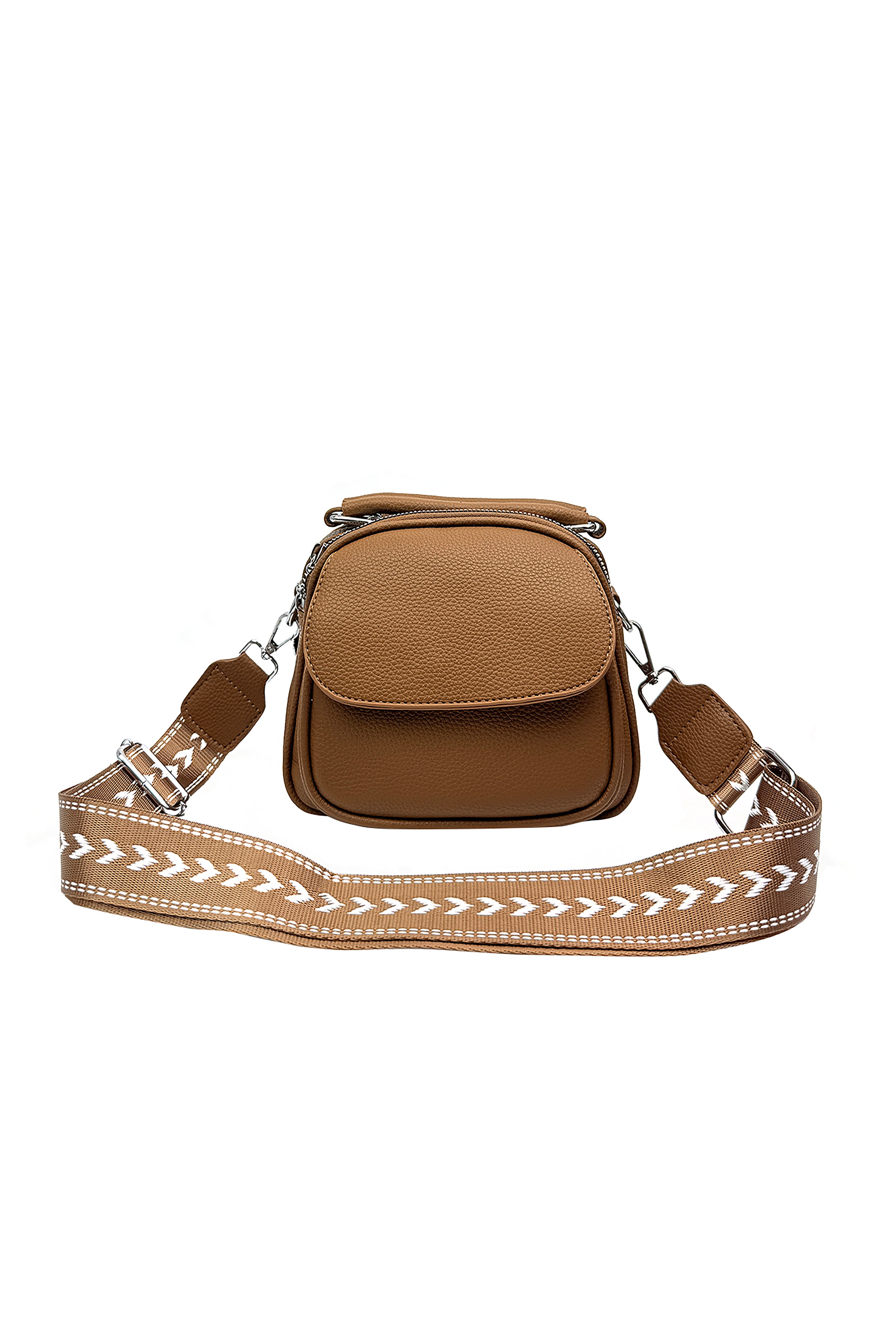 Mini Crossbody Bag with Textured Finish and Adjustable Strap