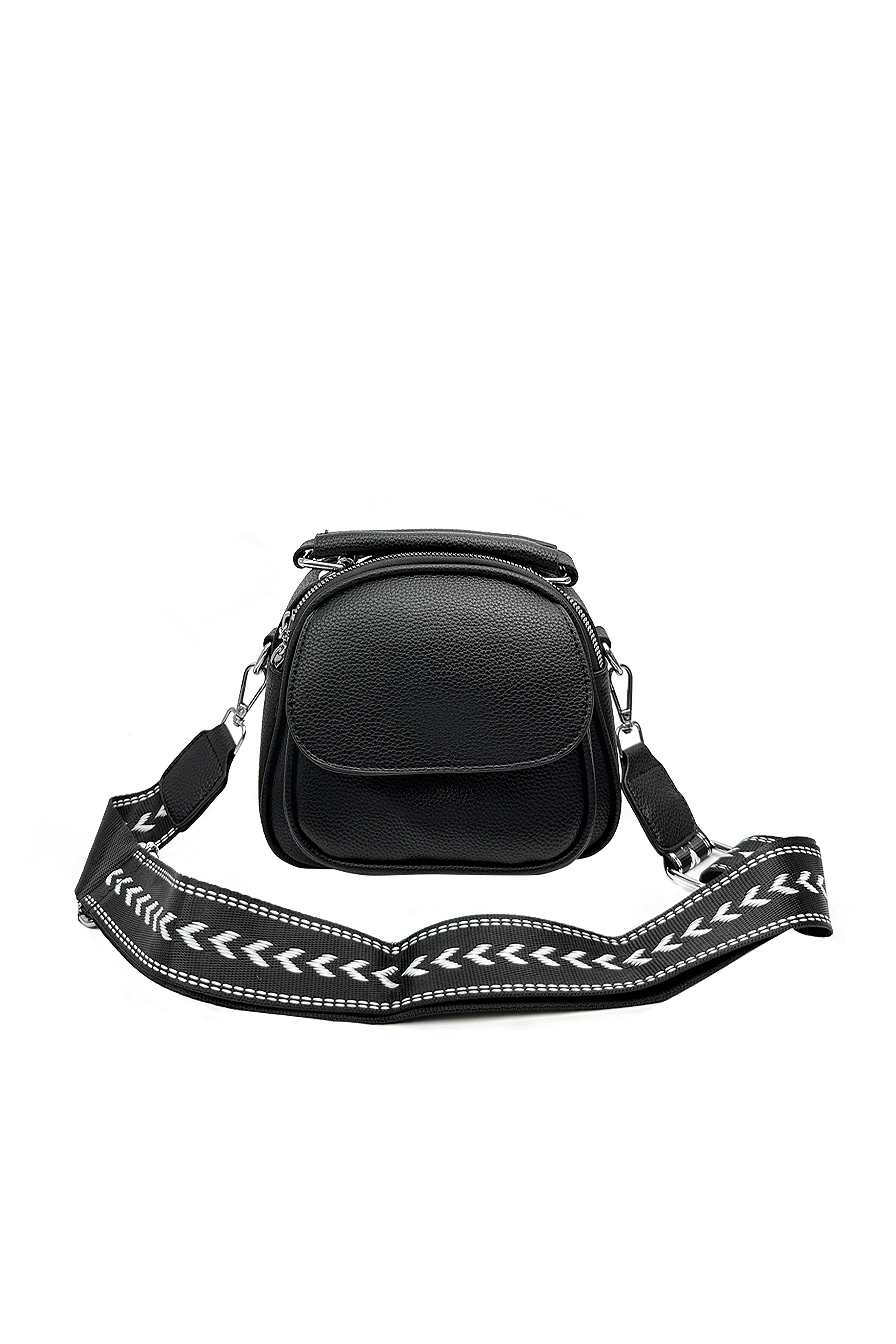 Mini Crossbody Bag with Textured Finish and Adjustable Strap