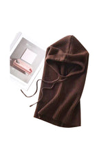 Soft Plain Knitted Balaclava Hood-2-in-1 Hat and Scarf