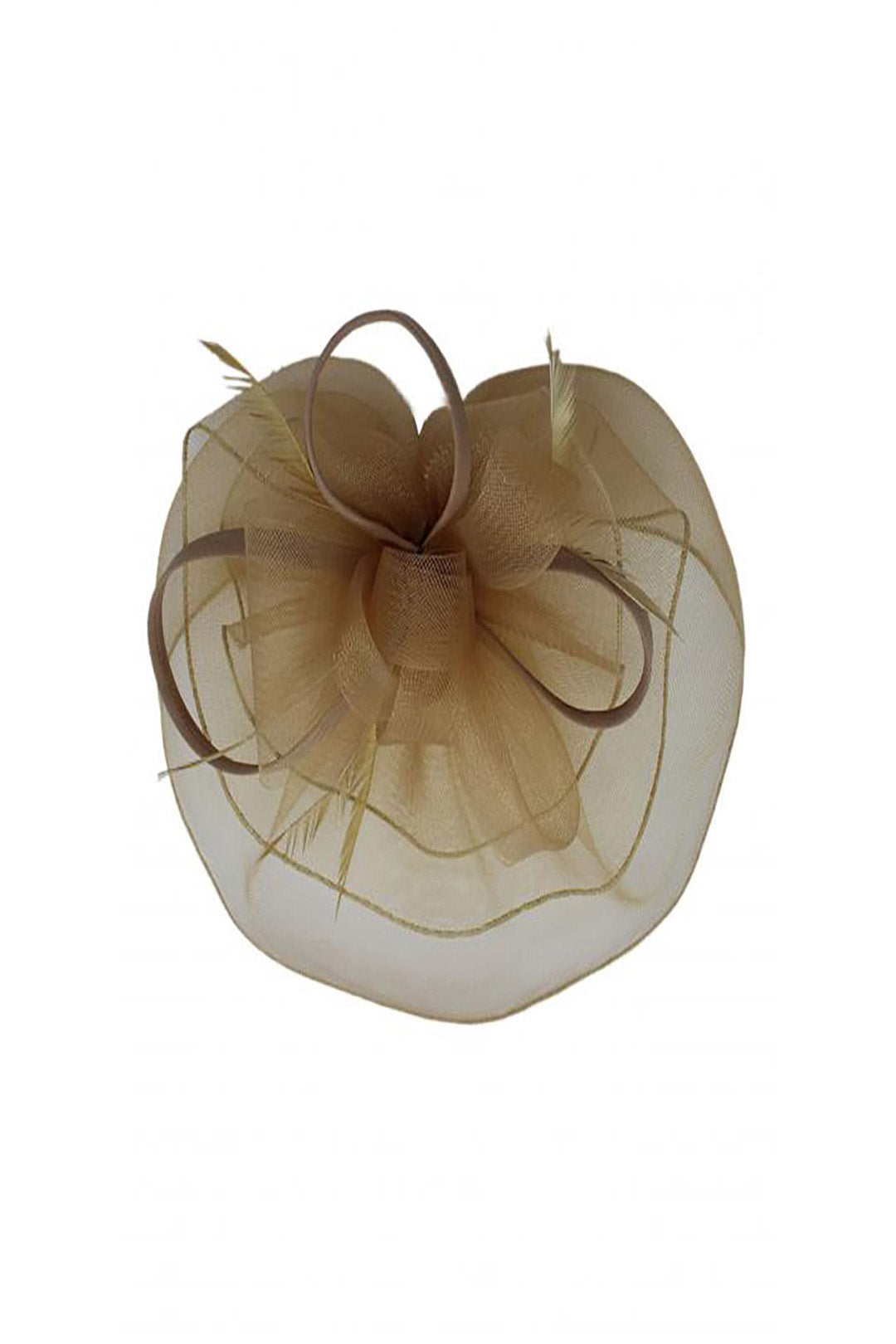 Large Curly Sinamay Fascinator with Feather Flower