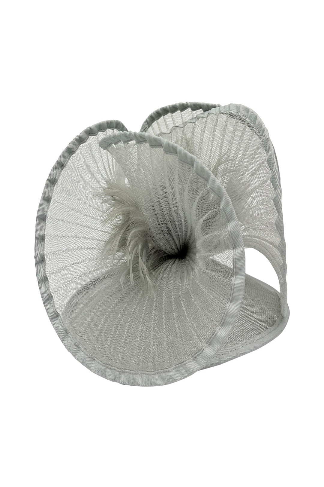 Dramatic Fan Mesh Disc Fascinator with Feather Centre Pin
