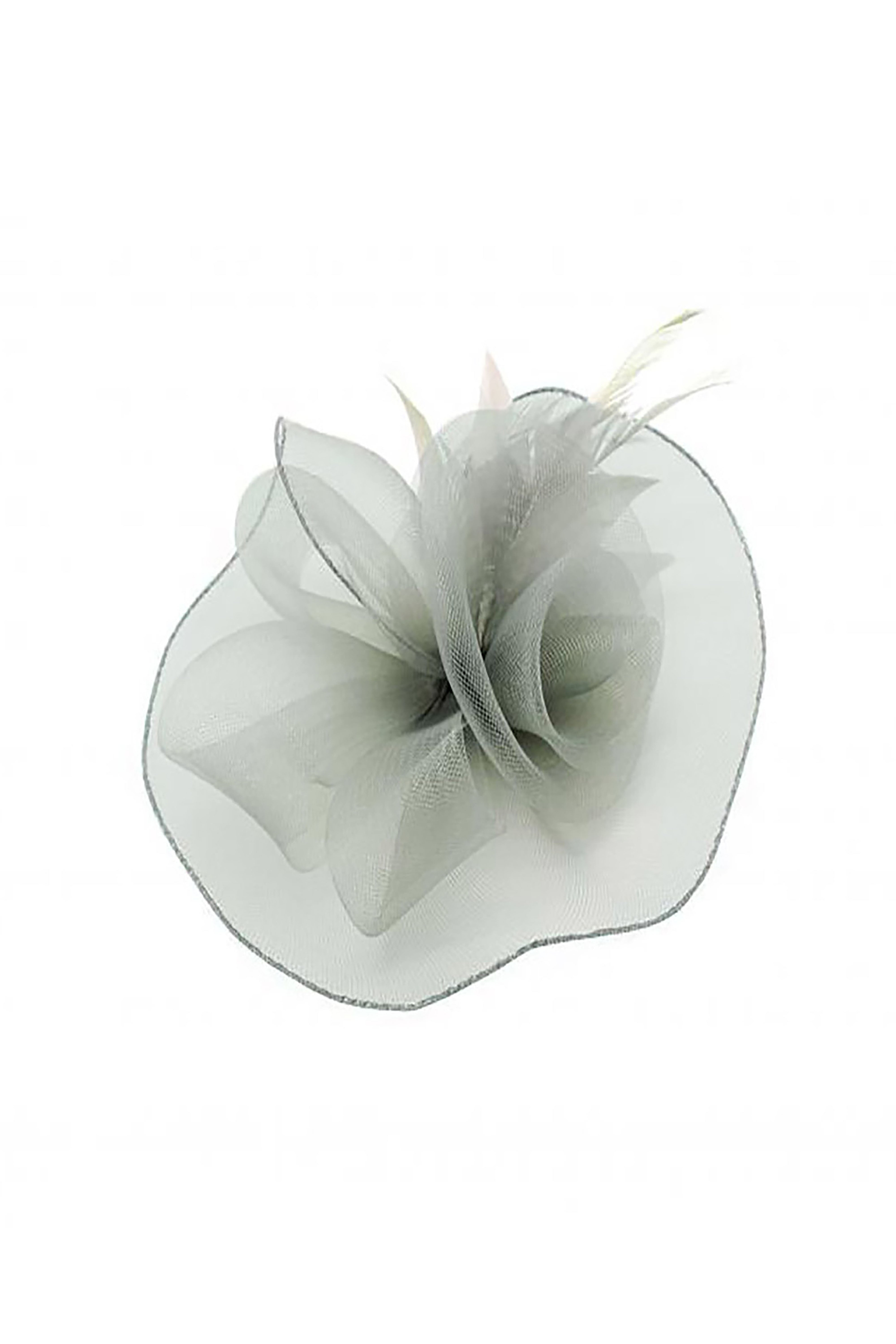 Curly Sinamay Fascinator with Feather Flower